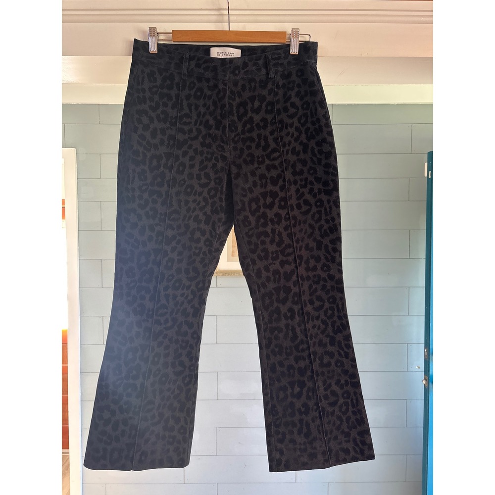 Derek Lam 10 Crosby‎ Leopard Flocked Cropped Flare Pants